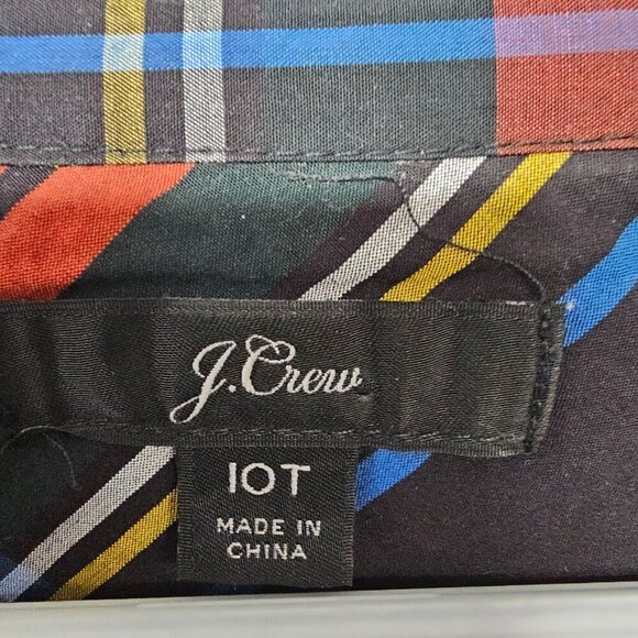 J. Crew Blue Red Plaid Preppy Blouse Hi-Low 10T - Picture 9 of 11